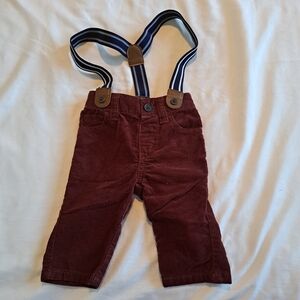 Gymboree boys 3-6 months brick colored corduroy pants with suspenders